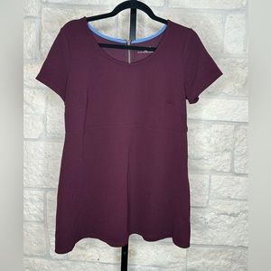 Motherhood Maternity Top Size Large Wine Color Knit look Print